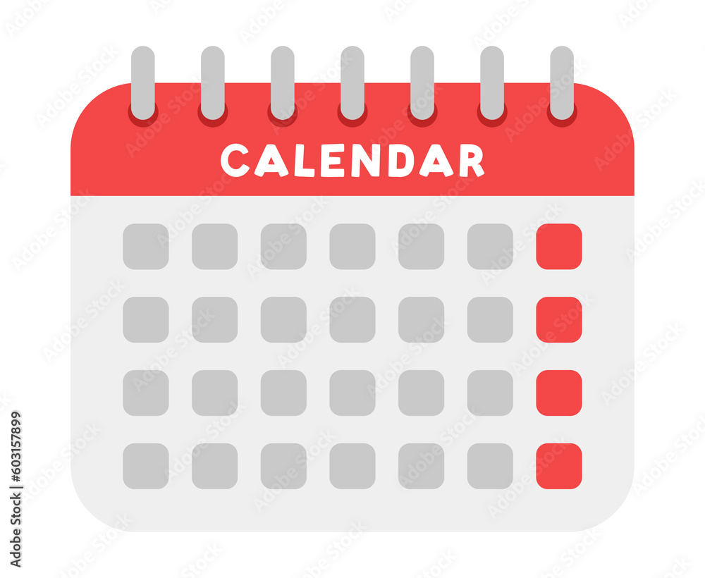 Poster vector simple callendar illustration with marked dates. vector calendar icon.