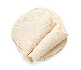 Thin lavash on white background