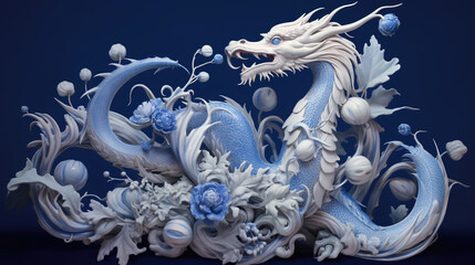 Naklejka premium 3d render illustration of a dragon