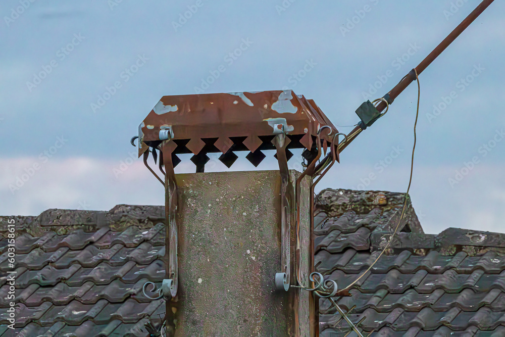 Poster old house with chimney