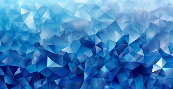Panoramic abstract blue mosaic background texture - AI generated image