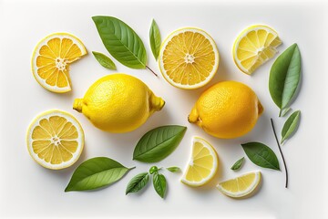 juicy lemons on a white background