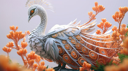 3d render illustration of a peacock