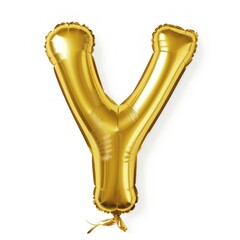 Shiny Golden Alphabet Letter Balloon Isolated on White Background. Letter Y Ballon. Generative AI illustration.