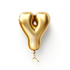 Shiny Golden Alphabet Letter Balloon Isolated on White Background. Letter Y Ballon. Generative AI illustration.