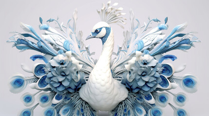 Obraz premium 3d render illustration of a peacock