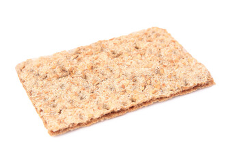 Fresh crunchy crispbread on white background. Healthy snack