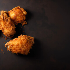 fried chicken and space for text background Generative AI.