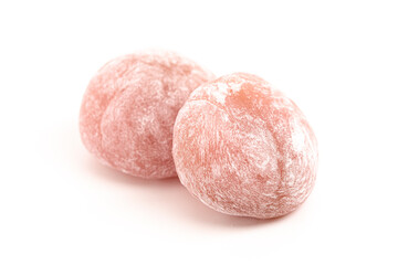 Pink Passion Fruit Boba Mochi on a White Background