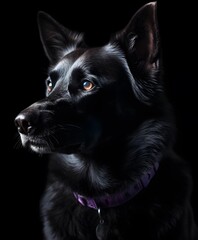 black dog portrait. Generative AI technology