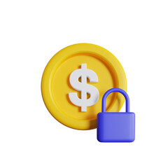 3d illustration of  secured usd