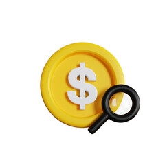 3d illustration of  search usd dollar