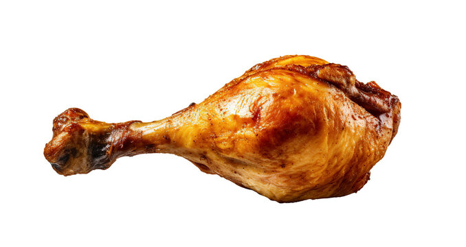 Grilled or fried chicken leg. Ai . Cutout on transparent