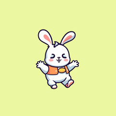 Fototapeta na wymiar Expressive Dance Moves, Flat Design Cartoon Rabbit Vector Illustration for Carrot Lovers