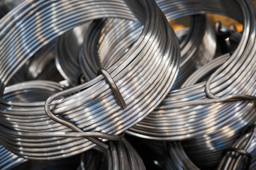 Skeins of lead rod material for shells manufactured at plant