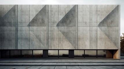 Concrete architectural building exterior at day using generative AI