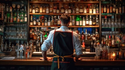 Fototapeta premium bar owner managing the establishment generative ai