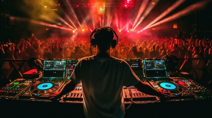 DJ mixing music at a party. generative ai