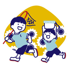 虫取りに出かける兄弟