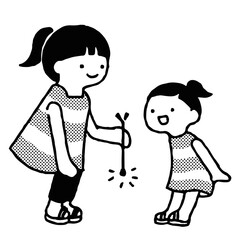 花火をする小さな子ども