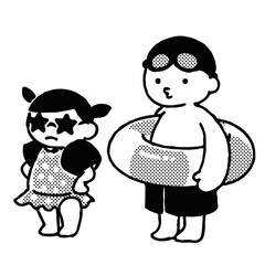 水着を着た子どもたち