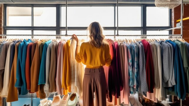 fashion stylist selecting outfits for a photoshoot generative ai