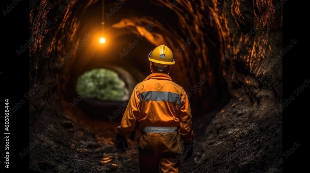 Wall mural mining engineer at a mine site generative ai