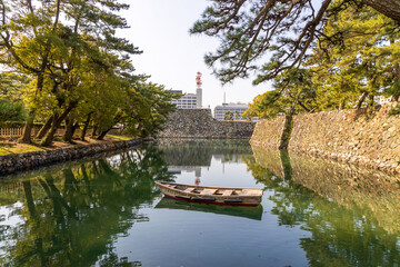 Naklejka premium Tamamo Park, or Takamatsu Castle Park in Takamatsu City, Kagawa Prefecture, Japan
