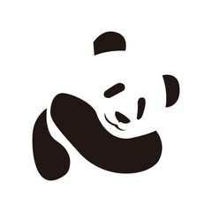elegant sleeping panda logo on white background