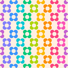 Colorful simple geometric floral seamless pattern background.