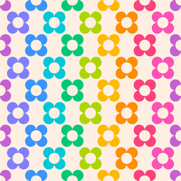 Colorful simple geometric floral seamless pattern background.