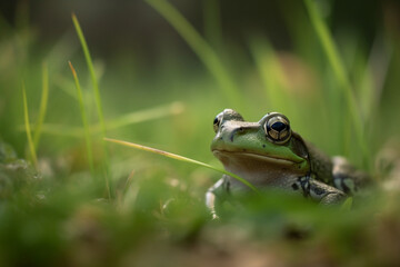 a field frog in the grass