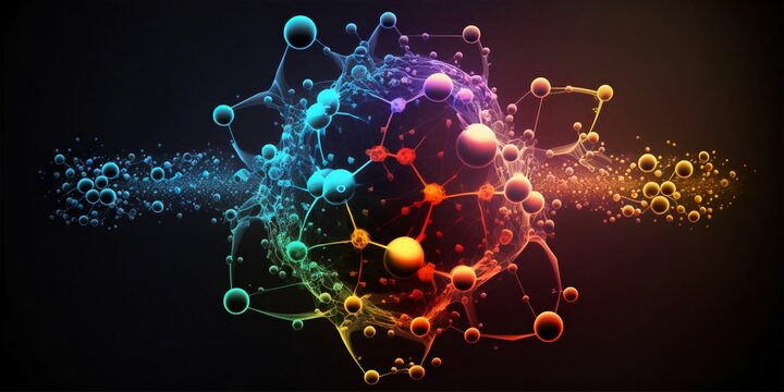 science background illustration with interconnected molecular shapes created using ai generative