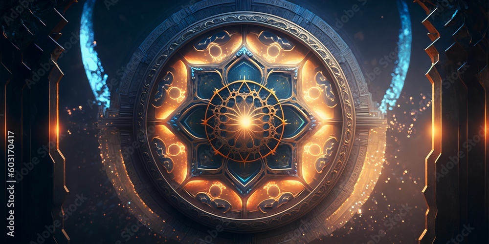 Wall mural abstract science fiction style background illustration created using ai generative.