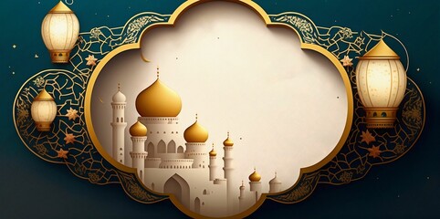 Elegant Islamic background with free space for your words create with generative AI.