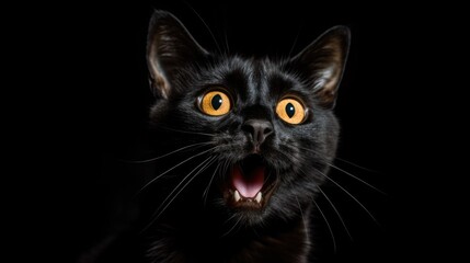 a black cat with a surprised expression generative ai