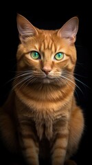 Fototapeta premium Orange cat with an intense look. generative ai