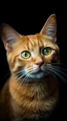 Obraz premium Orange cat with an intense look. generative ai