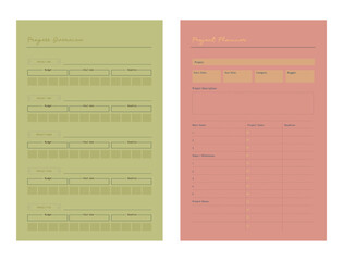 (Sweet) The Product Evaluation and the priority Planner. Minimalist planner template set. Vector illustration.
