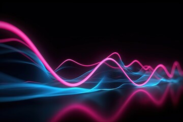 abstract futuristic background with pink blue glowing neon moving high speed wave lines and bokeh lights. Data transfer concept Fantastic wallpaper, Ai Generative - 603173851