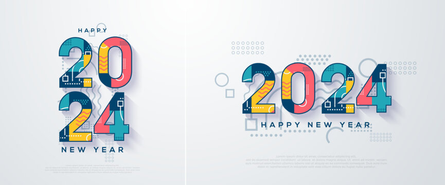 3d colorful happy new year numbers. With numbers 2024 beautiful and modern. With luxurious and elegant figures. Premium vector design for banners, posters, newsletters and other purposes.