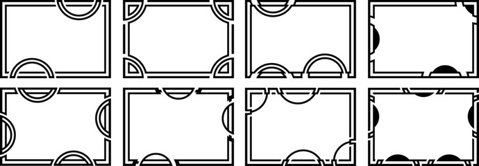A set of eight designer frames. Frames of an unusual shape.