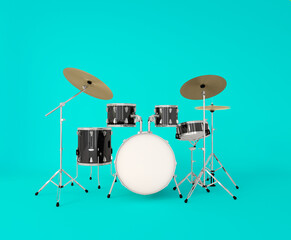 Fototapeta na wymiar front view of a musical drum set on a clear background