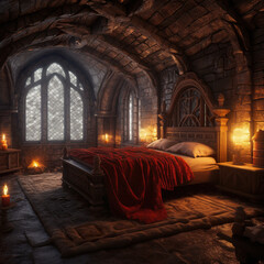 modern bedroom with medieval theme