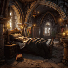 modern bedroom with medieval theme