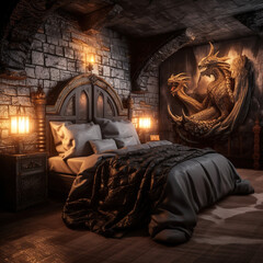 modern bedroom with medieval theme