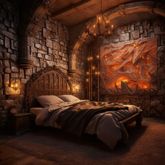 modern bedroom with medieval theme