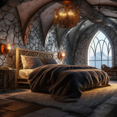 modern bedroom with medieval theme