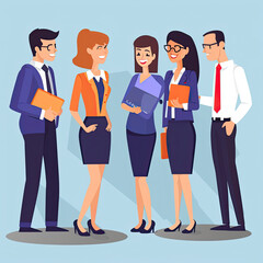 Obraz premium Management consultants, business professionals working, discussing, advising, and communicating about corporate strategy, collaboration, teamwork, colleagues, employees, managers, boss, 