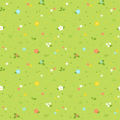 シームレス柄_かわいい草原